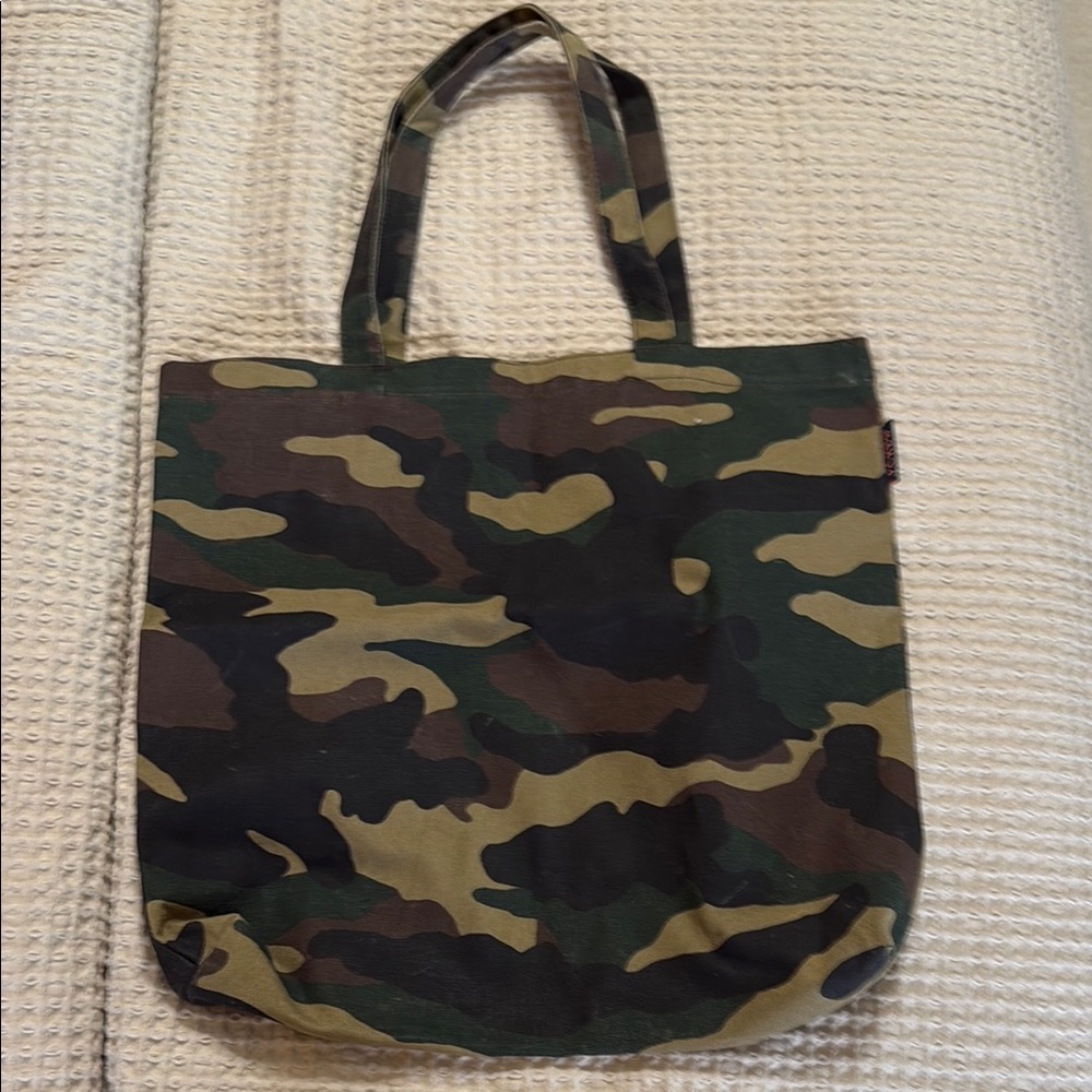 J. Crew Green and Tan Camouflage Tote